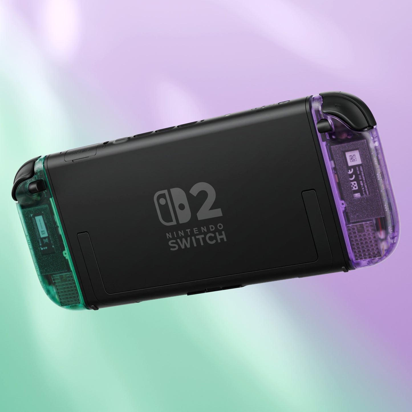 eXtremeRate DIY Replacement Full Set Shell Case with Buttons for Joycon 2 of Nintendo Switch 2 - Essence Version - Clear Purple & Green