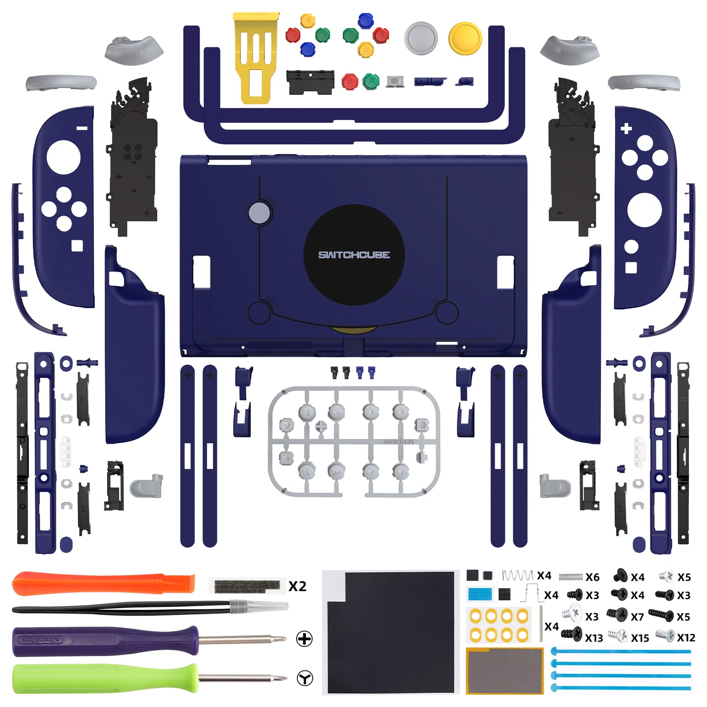 eXtremeRate DIY Replacement Full Set Shells with Buttons for Nintendo Switch 2 - Deluxe Version - Classic SwitchCube Style