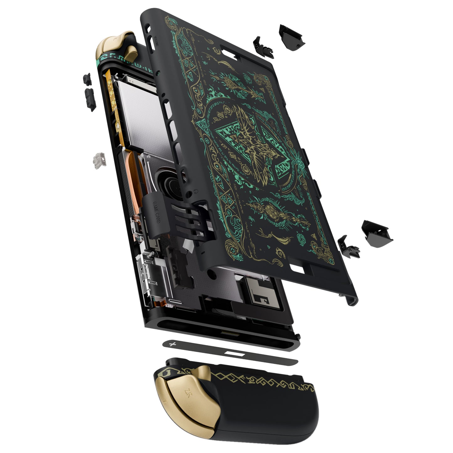 eXtremeRate DIY Replacement Full Set Shells with Buttons for Nintendo Switch 2 - Deluxe Version - Glow in Dark - Totem of Kingdom Black