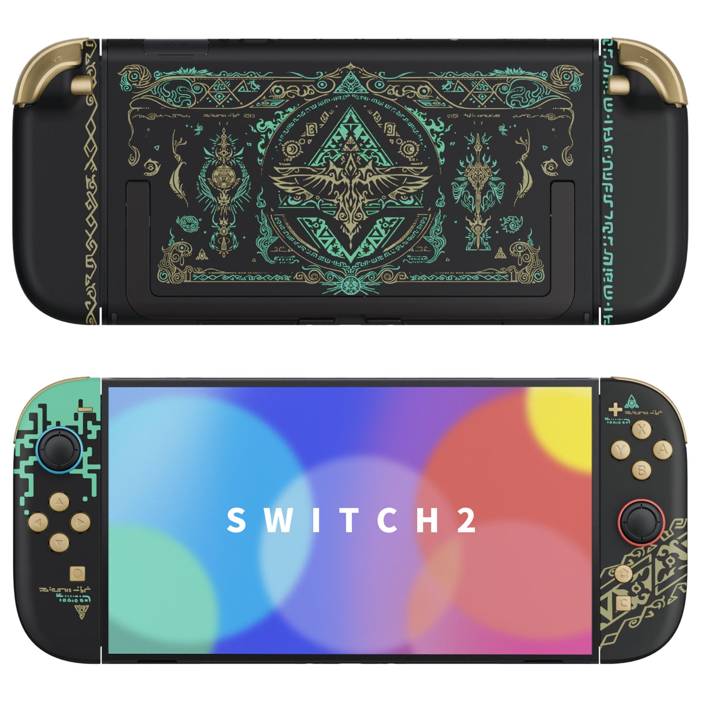eXtremeRate DIY Replacement Full Set Shells with Buttons for Nintendo Switch 2 - Deluxe Version - Glow in Dark - Totem of Kingdom Black