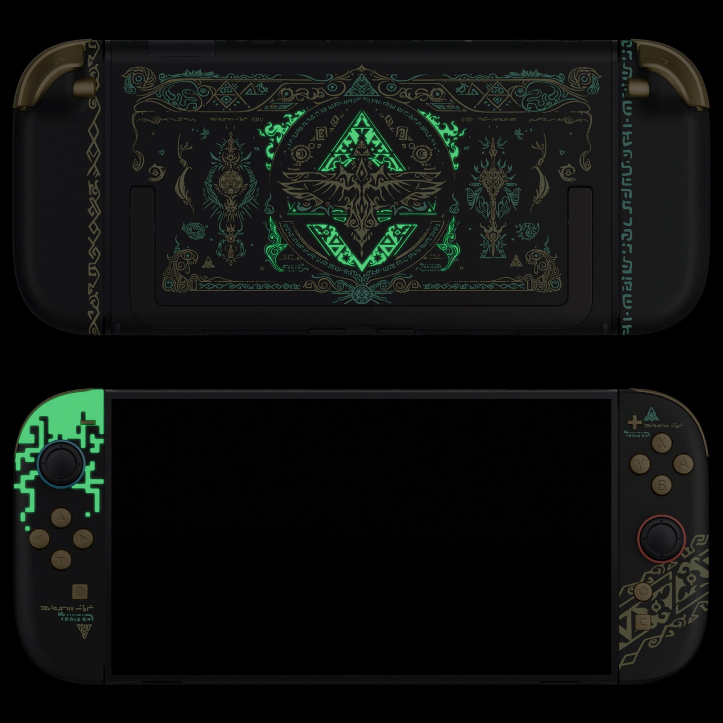eXtremeRate DIY Replacement Full Set Shells with Buttons for Nintendo Switch 2 - Deluxe Version - Glow in Dark - Totem of Kingdom Black