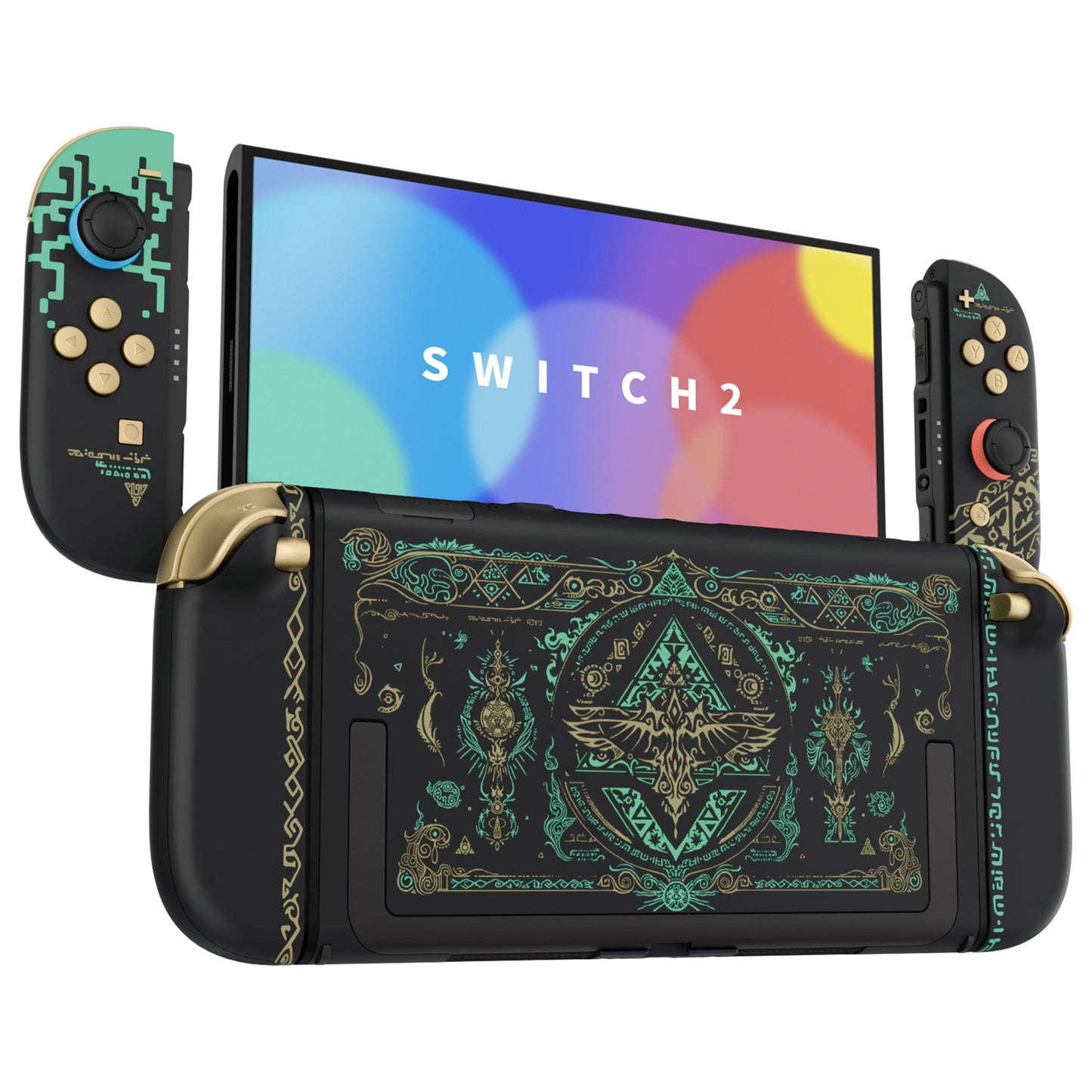 eXtremeRate DIY Replacement Full Set Shells with Buttons for Nintendo Switch 2 - Deluxe Version - Glow in Dark - Totem of Kingdom Black