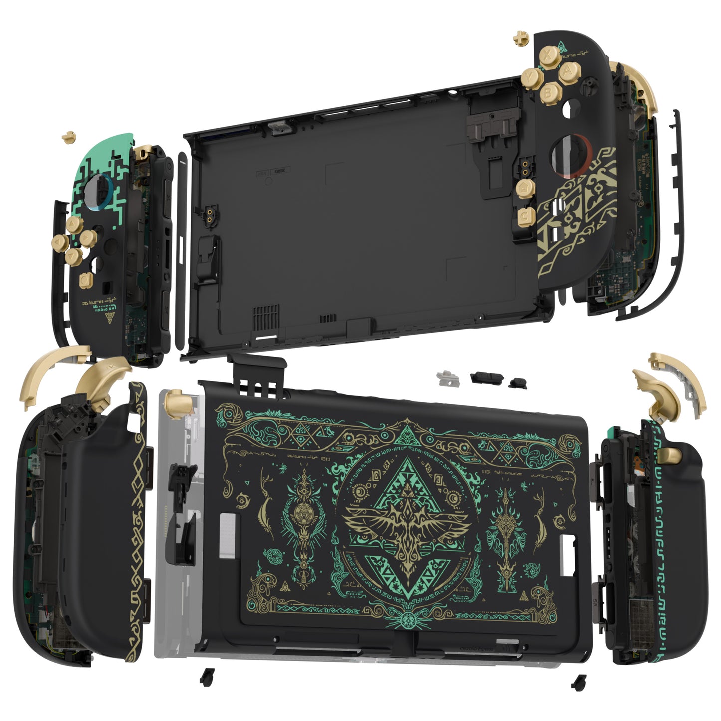 eXtremeRate DIY Replacement Full Set Shells with Buttons for Nintendo Switch 2 - Deluxe Version - Glow in Dark - Totem of Kingdom Black