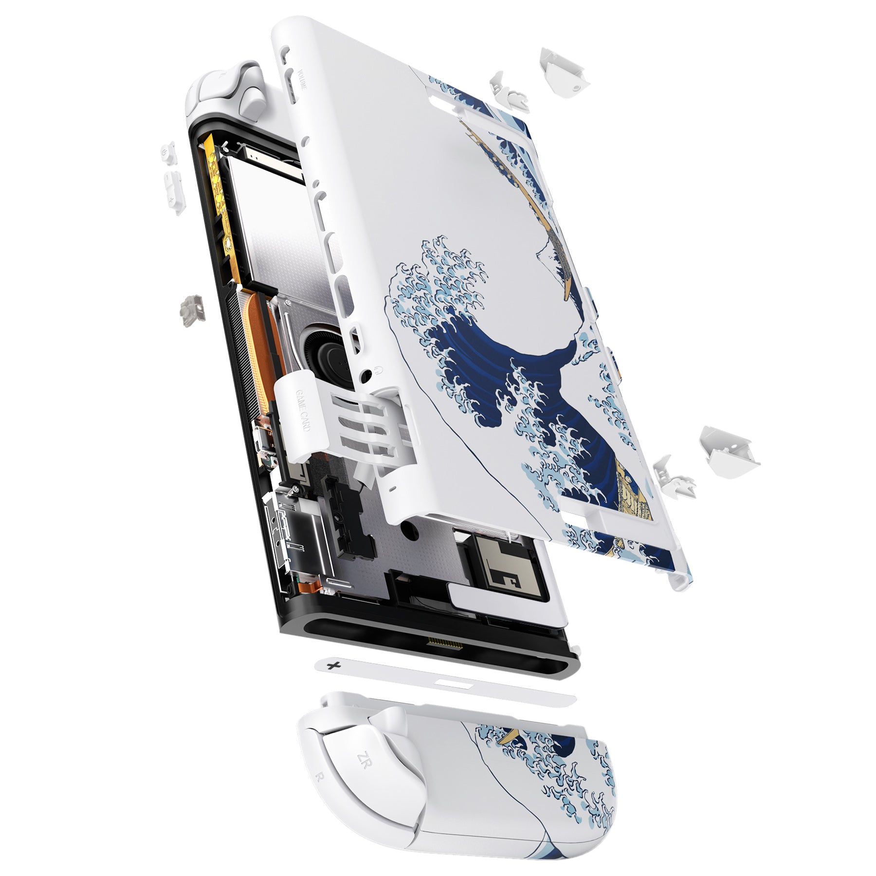 Nintendo Switch 本体 神奈川沖浪裏カスタム eXtremeRate DIY Replacement Full Set Shells with Buttons for
