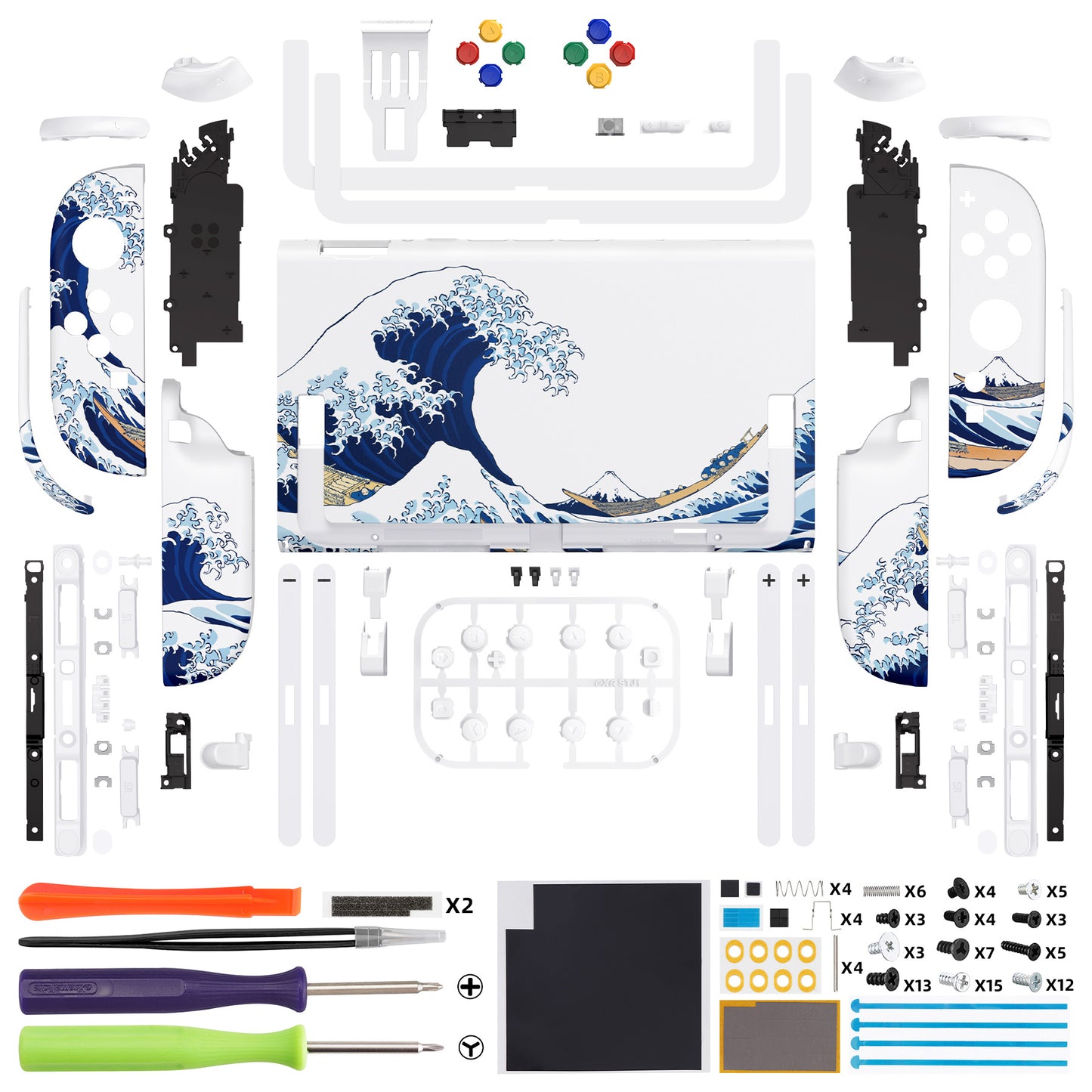 eXtremeRate DIY Replacement Full Set Shells with Buttons for Nintendo Switch 2 - Deluxe Version - The Great Wave