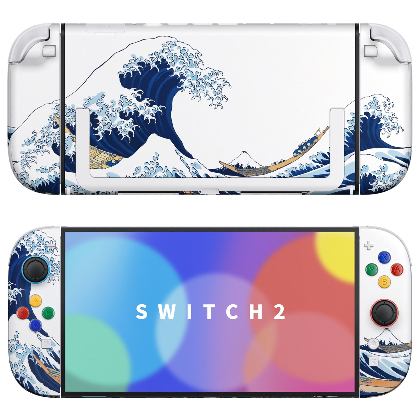 eXtremeRate DIY Replacement Full Set Shells with Buttons for Nintendo Switch 2 - Deluxe Version - The Great Wave