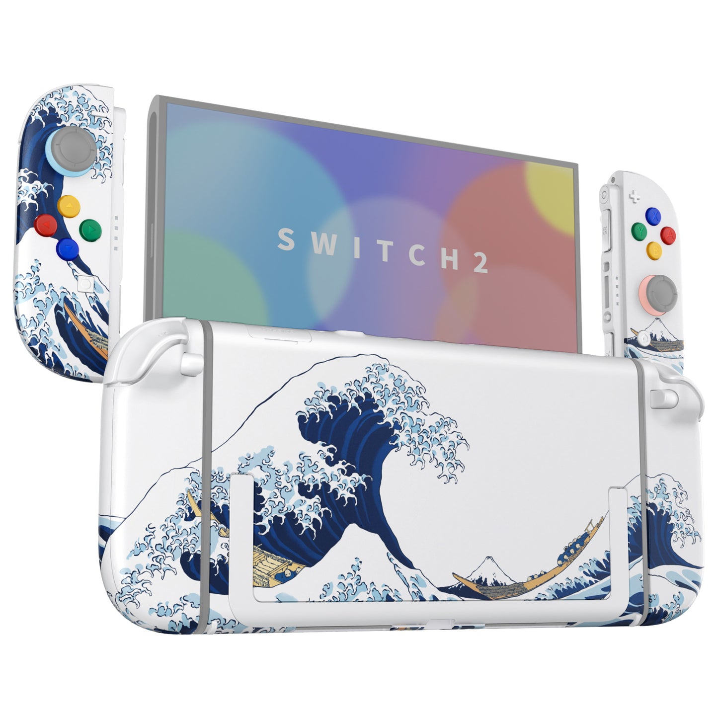 eXtremeRate DIY Replacement Full Set Shells with Buttons for Nintendo Switch 2 - Deluxe Version - The Great Wave