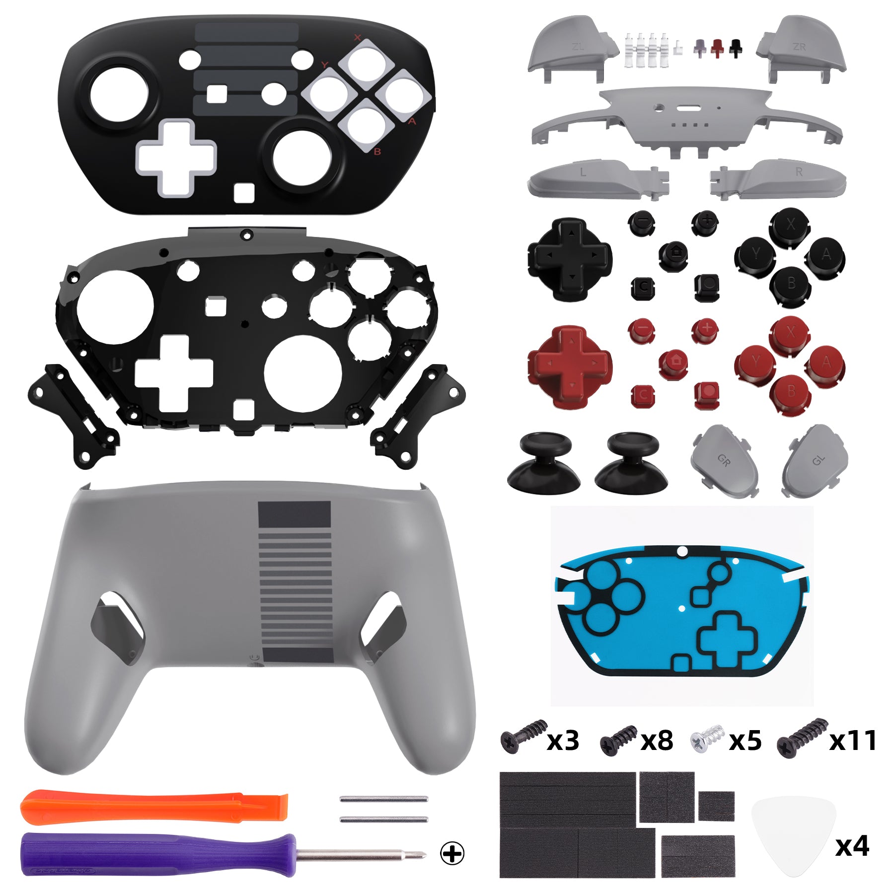 Switch 本体 プロコン カスタム品 eXtremeRate eXtremeRate DIY Replacement Full Set Shells with Buttons for
