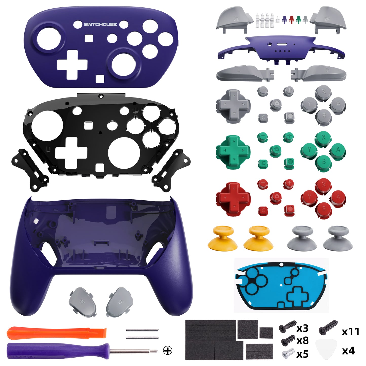 eXtremeRate DIY Replacement Full Set Shells with Buttons for Nintendo Switch 2 Pro Controller - Classic SwitchCube Style