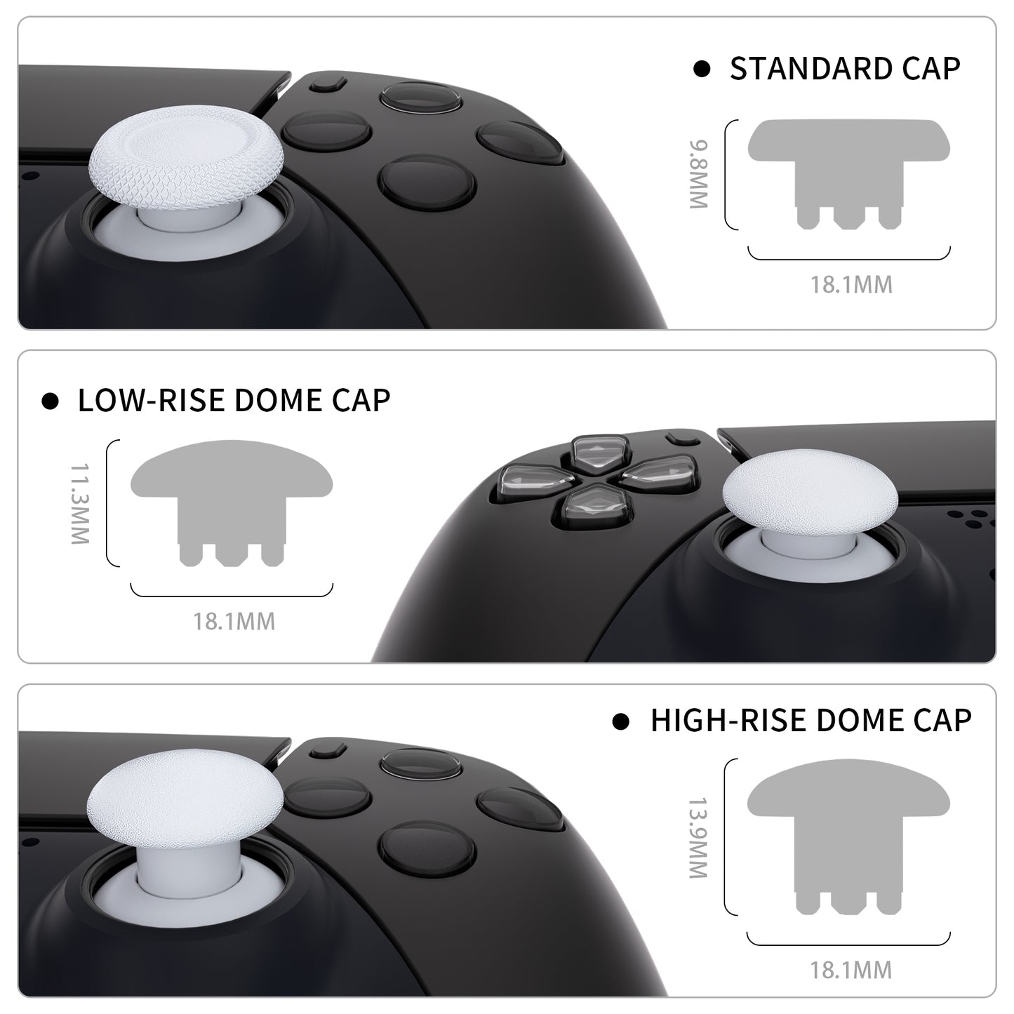 eXtremeRate EDGE Sticks Replacement Interchangeable Thumbsticks for PS5 & PS4 All Model Controllers - Robot White