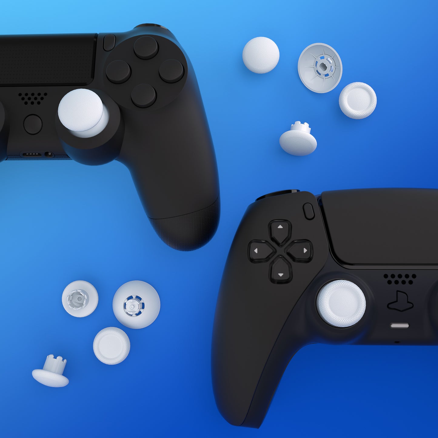 eXtremeRate EDGE Sticks Replacement Interchangeable Thumbsticks for PS5 & PS4 All Model Controllers - Robot White