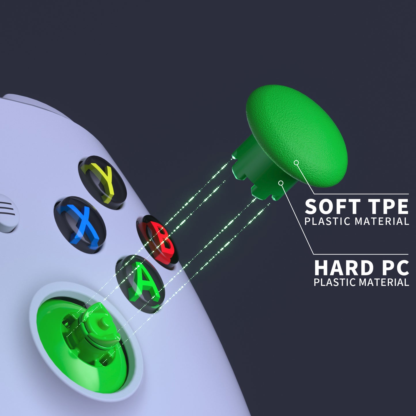 EDGE Sticks Replacement Interchangeable Thumbsticks for Xbox Series X/S & Xbox Core & Xbox One X/S & Xbox Elite V1 & NS Switch Pro Controller - Green eXtremeRate