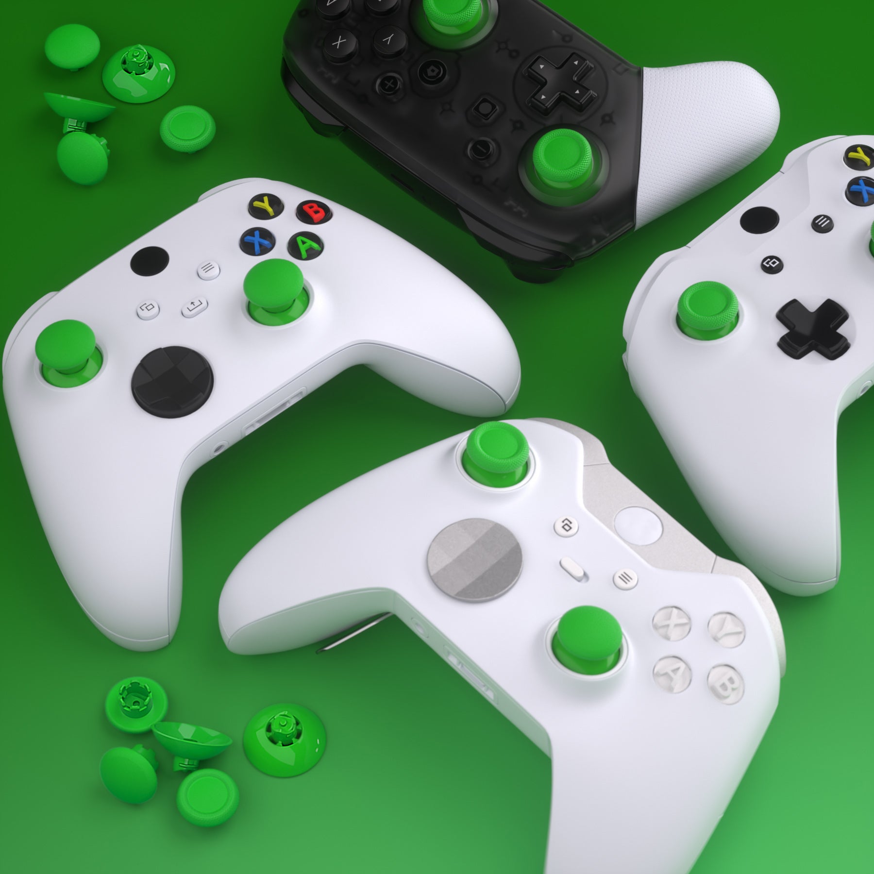 EDGE Sticks Replacement Interchangeable Thumbsticks for Xbox Series X/S & Xbox Core & Xbox One X/S & Xbox Elite V1 & NS Switch Pro Controller - Green eXtremeRate