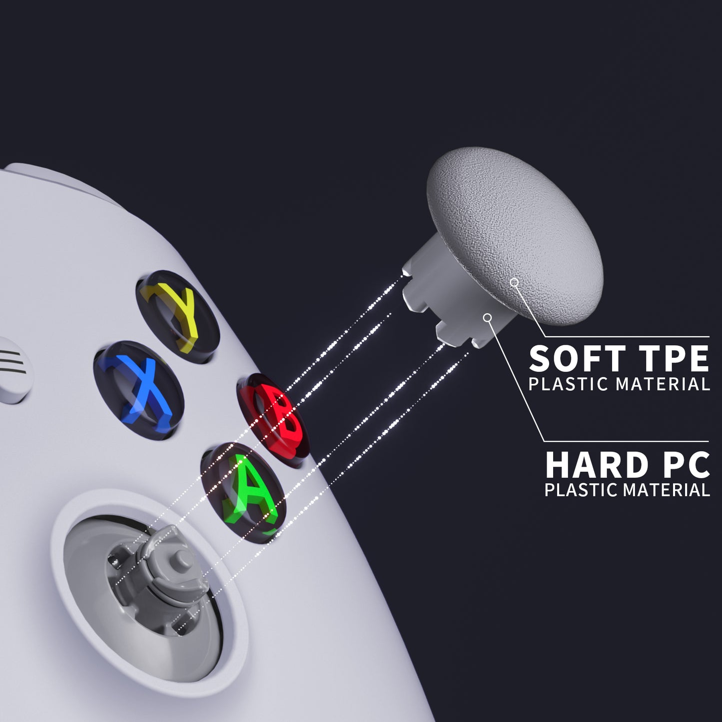 EDGE Sticks Replacement Interchangeable Thumbsticks for Xbox Series X/S & Xbox Core & Xbox One X/S & Xbox Elite V1 & NS Switch Pro Controller - New Hope Gray eXtremeRate