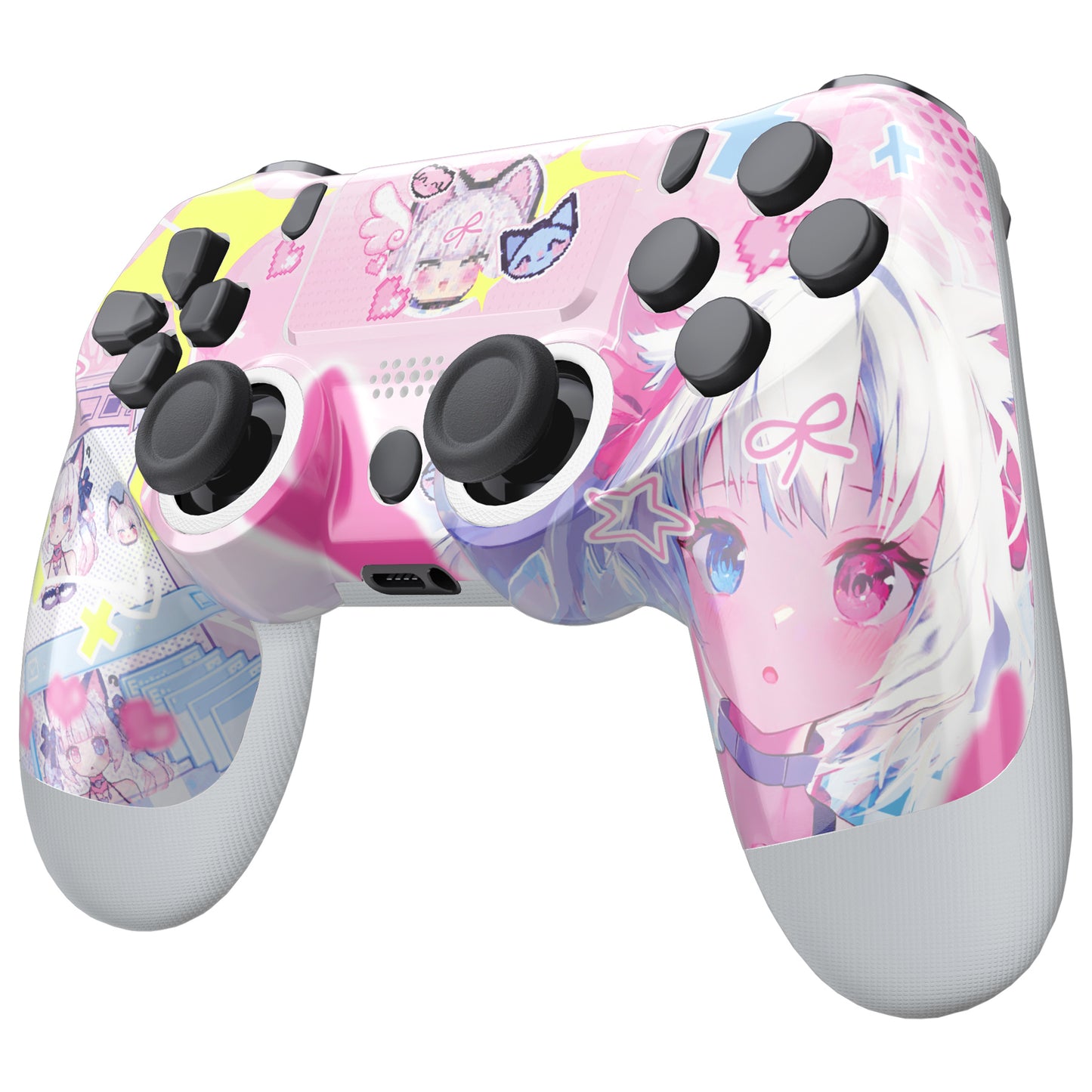 eXtremeRate Ghost Redesigned Front Housing Shell with Touch Pad Compatible with PS4 Slim Pro Controller JDM-040/050/055 - MeWoow