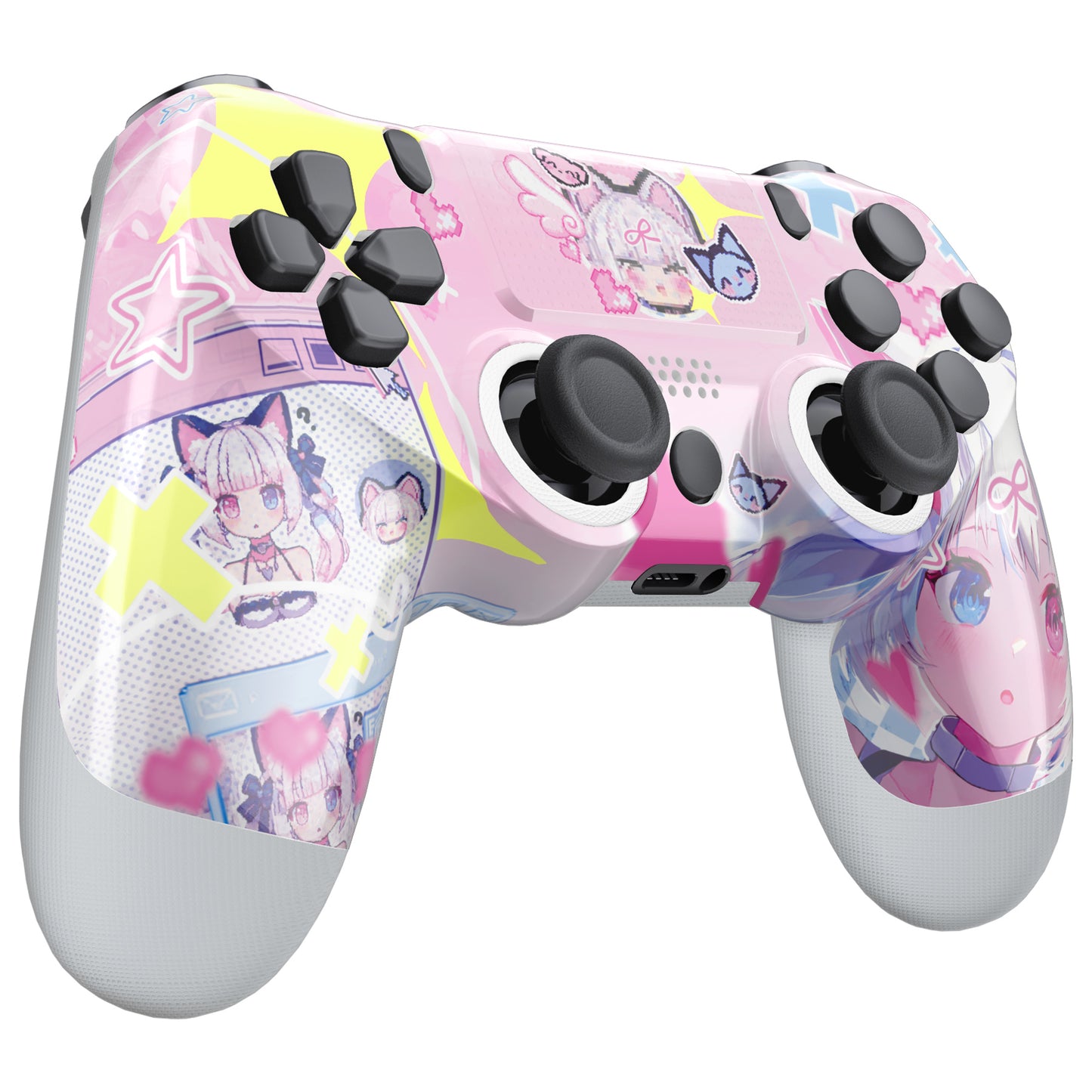 eXtremeRate Ghost Redesigned Front Housing Shell with Touch Pad Compatible with PS4 Slim Pro Controller JDM-040/050/055 - MeWoow