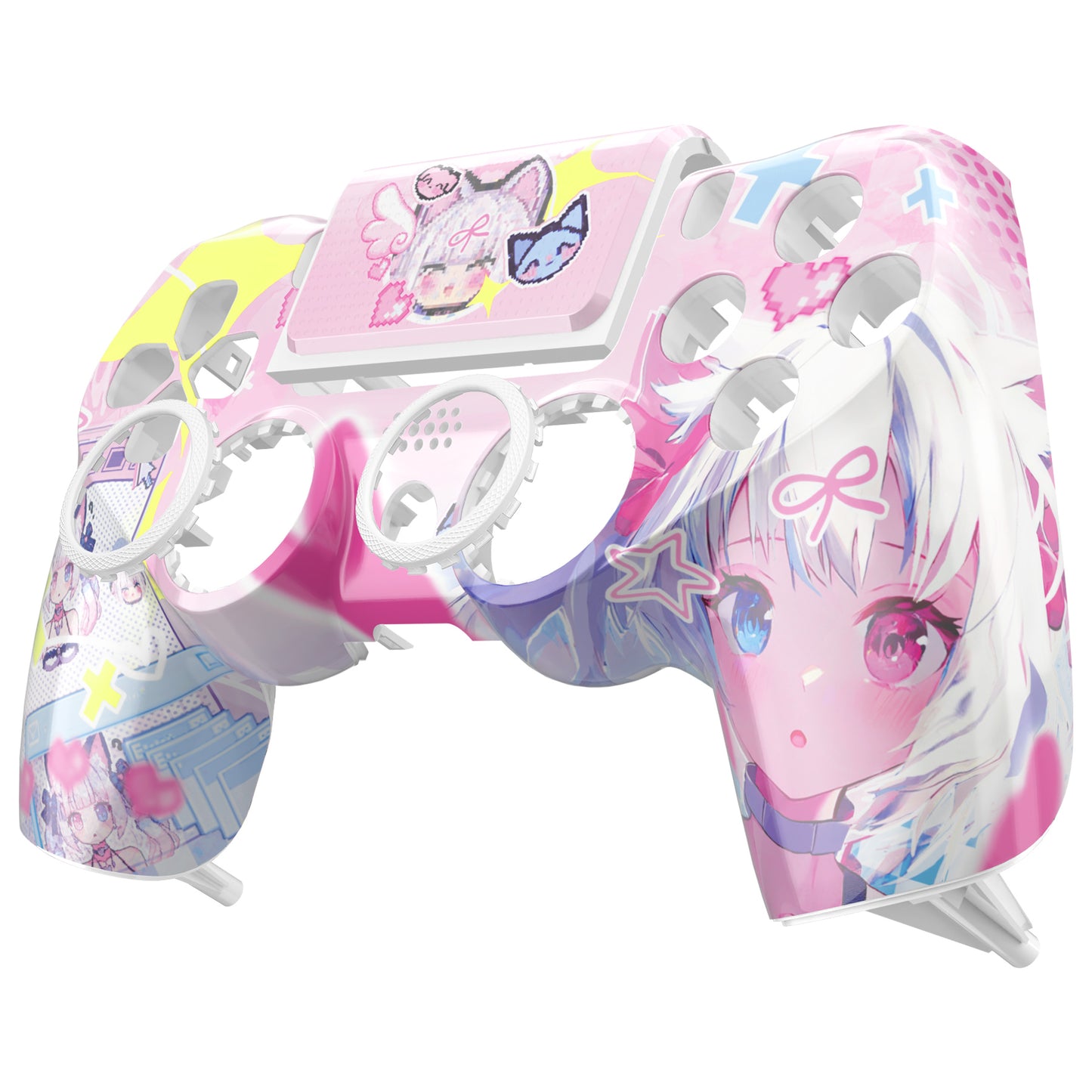 eXtremeRate Ghost Redesigned Front Housing Shell with Touch Pad Compatible with PS4 Slim Pro Controller JDM-040/050/055 - MeWoow