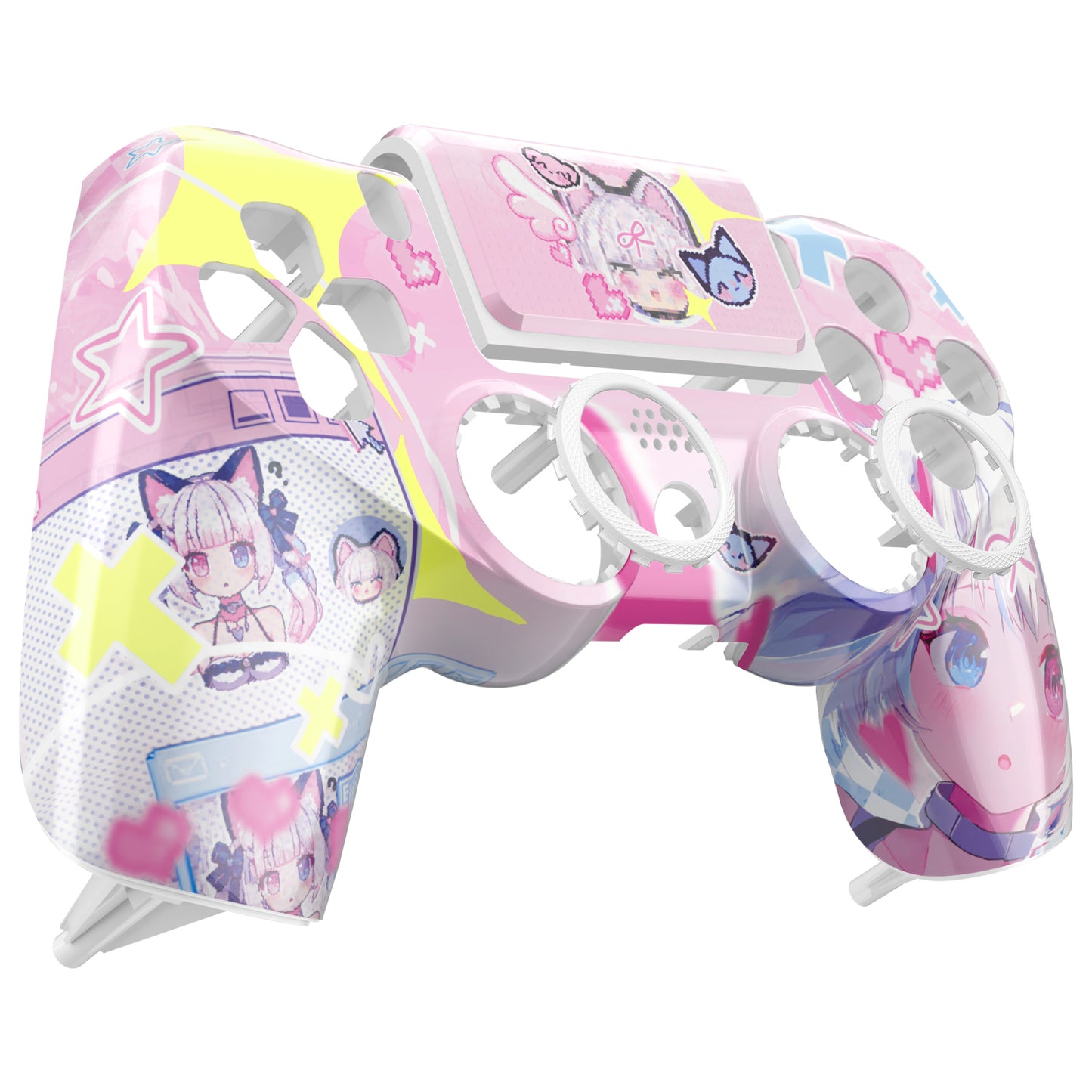 eXtremeRate Ghost Redesigned Front Housing Shell with Touch Pad Compatible with PS4 Slim Pro Controller JDM-040/050/055 - MeWoow