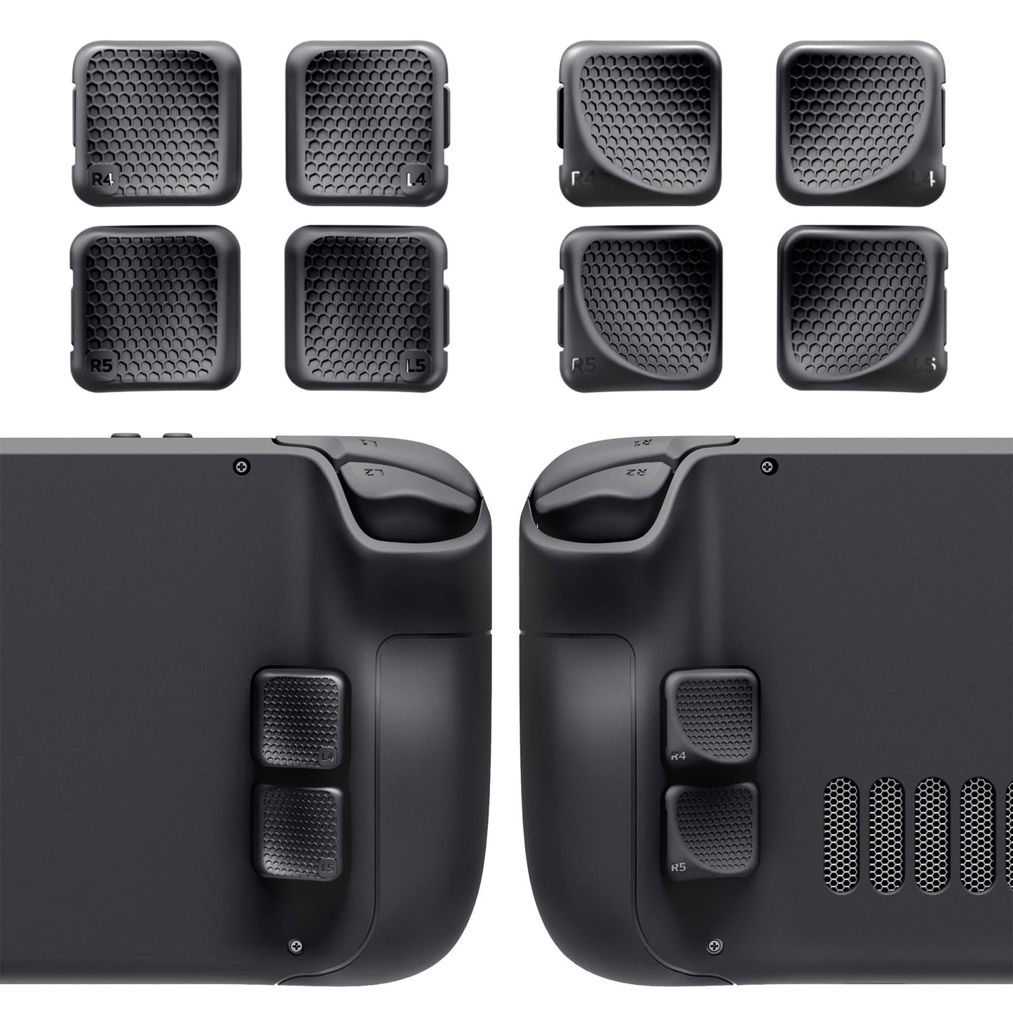 eXtremeRate Interchangeable Back Buttons Bottom Shell for Steam Deck LCD & OLED - with 2 Height Adjustable Buttons - Black eXtremeRate