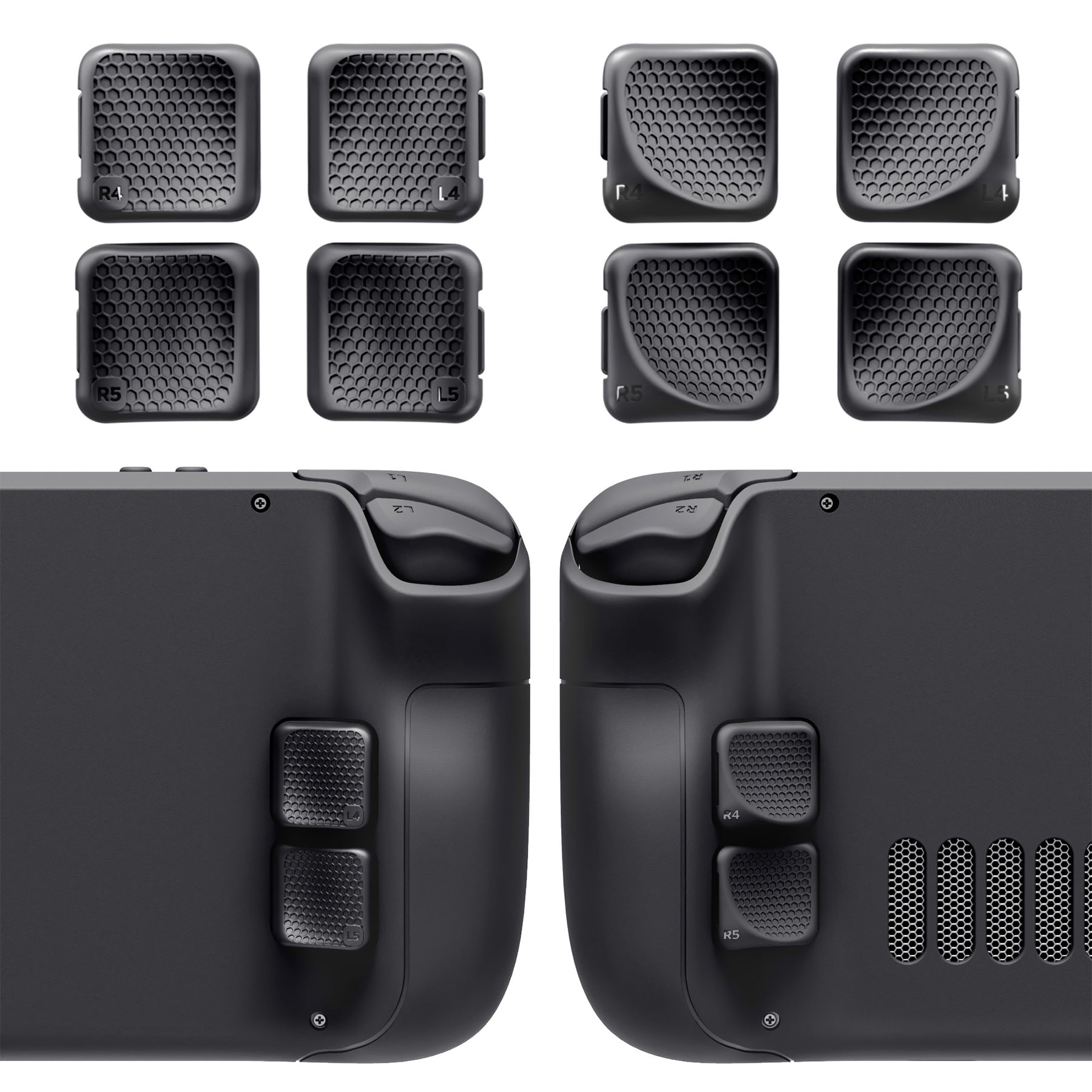 eXtremeRate Interchangeable Back Buttons Bottom Shell for Steam Deck LCD & OLED - with 2 Height Adjustable Buttons - Black eXtremeRate