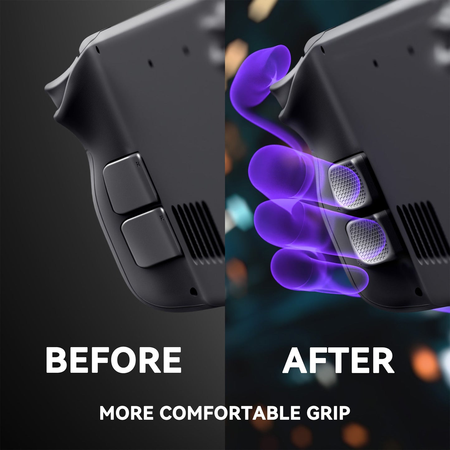 eXtremeRate Interchangeable Back Buttons Bottom Shell for Steam Deck LCD & OLED - with 2 Height Adjustable Buttons - Black eXtremeRate