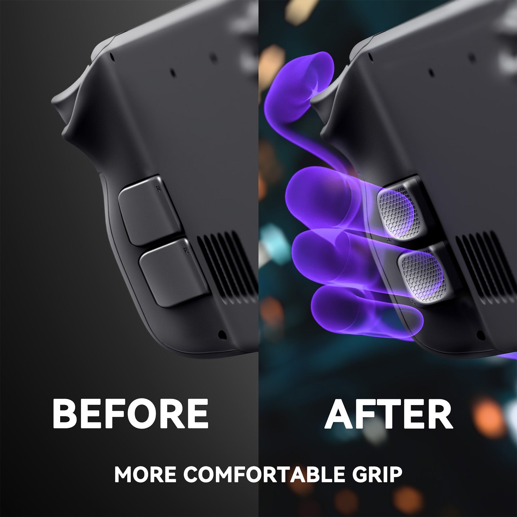 eXtremeRate Interchangeable Back Buttons Bottom Shell for Steam Deck LCD & OLED - with 2 Height Adjustable Buttons - Black eXtremeRate