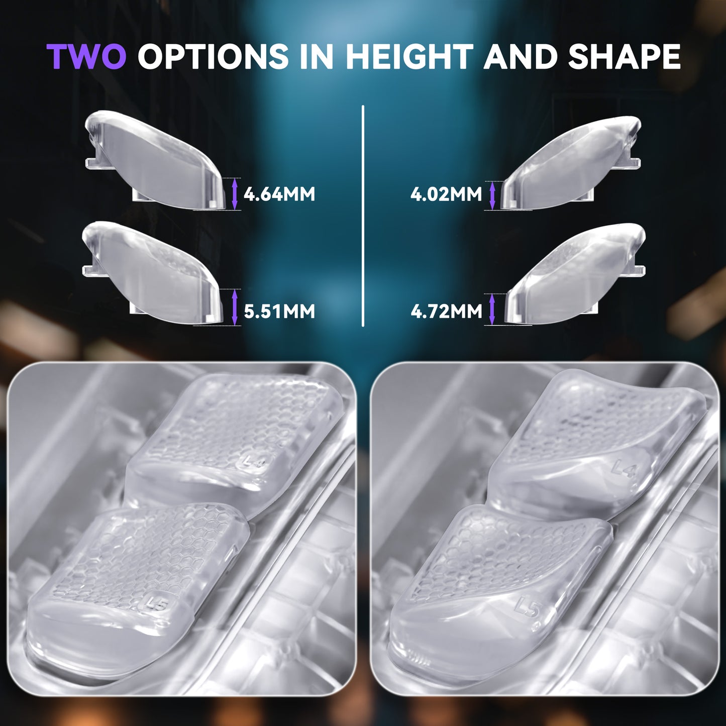 eXtremeRate Interchangeable Back Buttons Bottom Shell for Steam Deck LCD & OLED - with 2 Height Adjustable Buttons - Clear