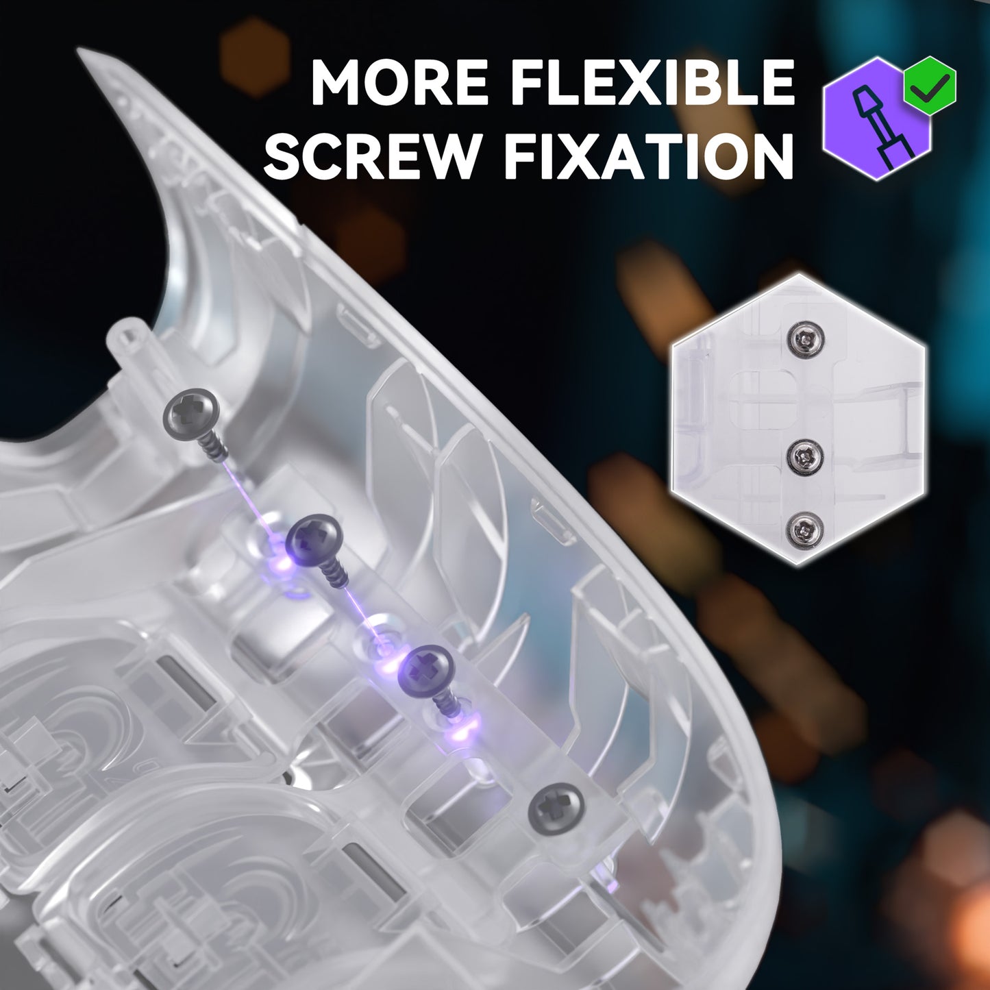 eXtremeRate Interchangeable Back Buttons Bottom Shell for Steam Deck LCD & OLED - with 2 Height Adjustable Buttons - Clear