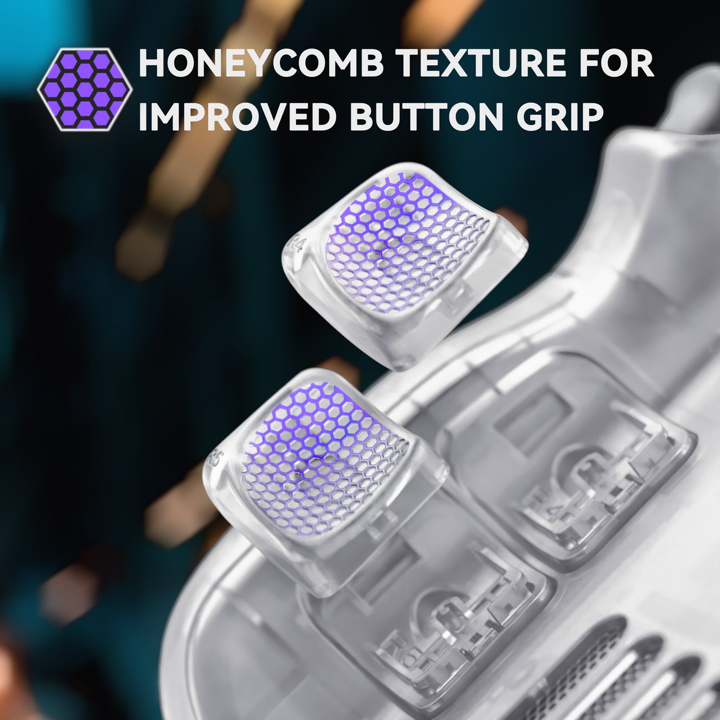 eXtremeRate Interchangeable Back Buttons Bottom Shell for Steam Deck LCD & OLED - with 2 Height Adjustable Buttons - Clear