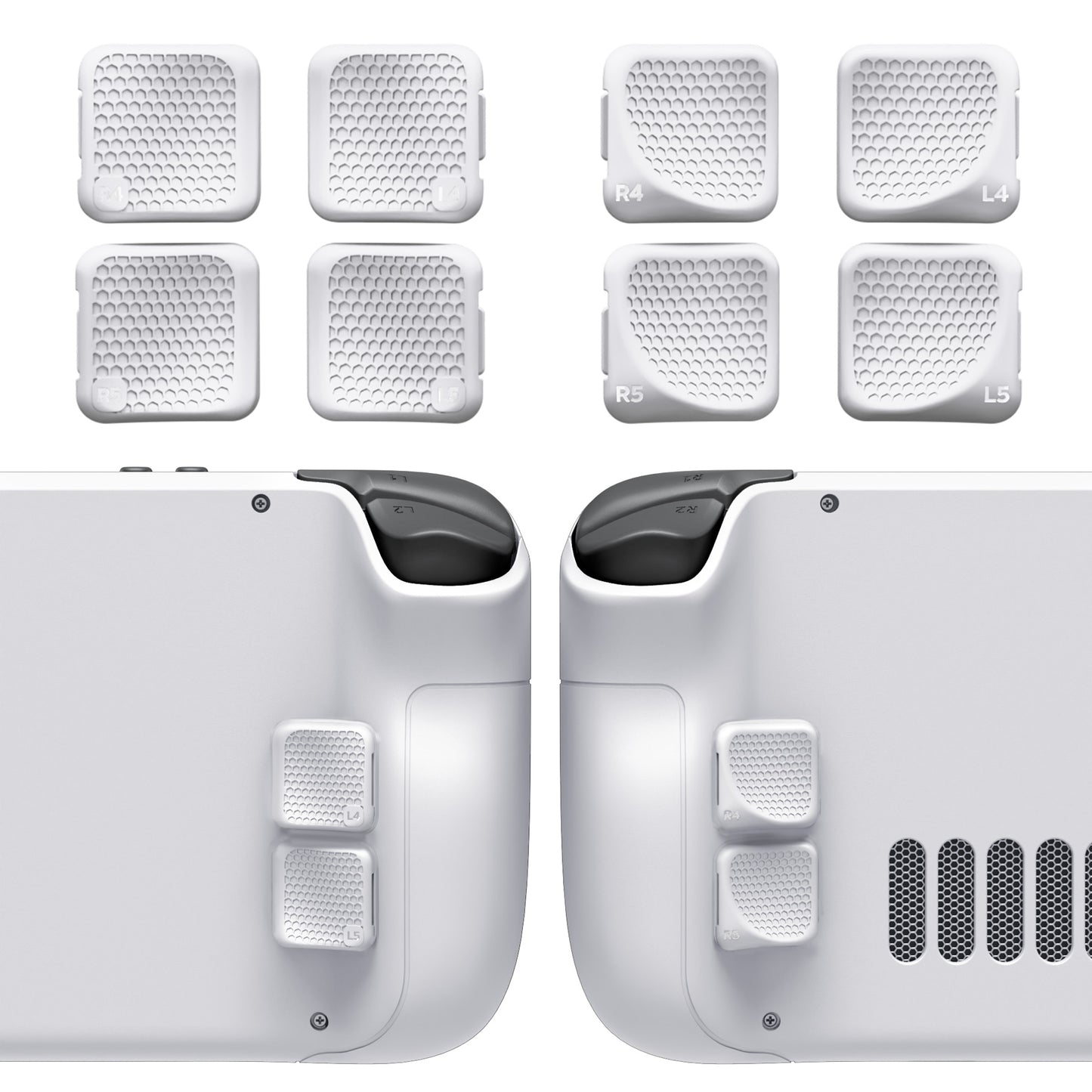 eXtremeRate Interchangeable Back Buttons Bottom Shell for Steam Deck LCD & OLED - with 2 Height Adjustable Buttons - Frosted White