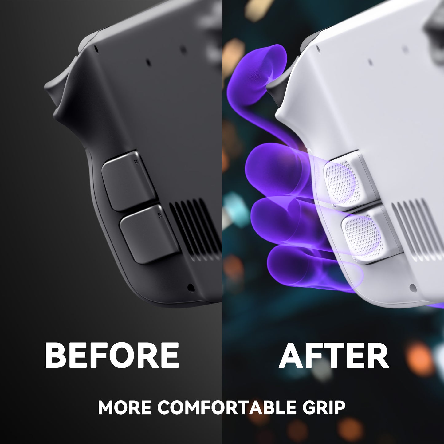 eXtremeRate Interchangeable Back Buttons Bottom Shell for Steam Deck LCD & OLED - with 2 Height Adjustable Buttons - Frosted White