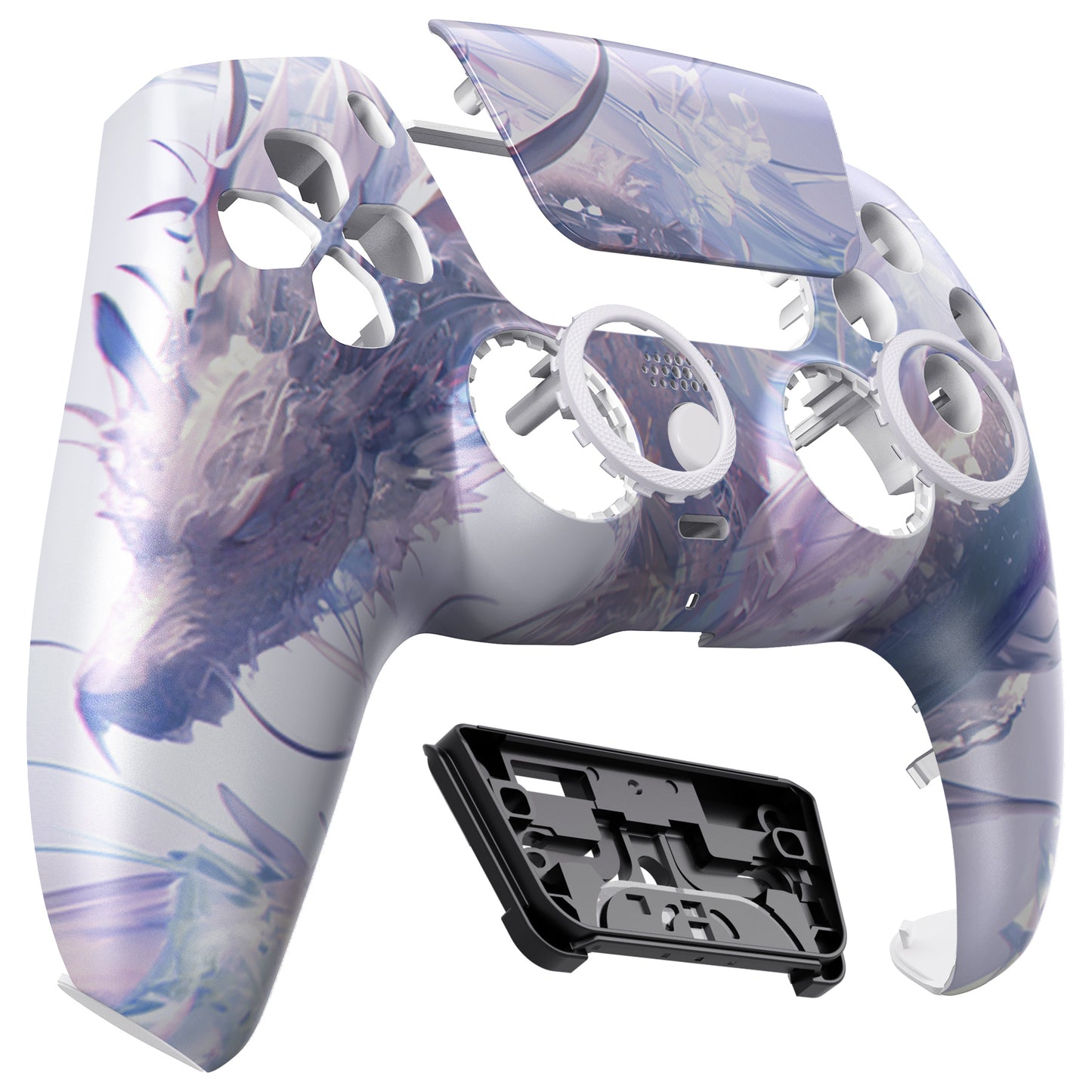 eXtremeRate LUNA Redesigned Replacement Front Shell with Touchpad Compatible with PS5 Controller BDM-010/020/030/040/050 - Crystal Dragon