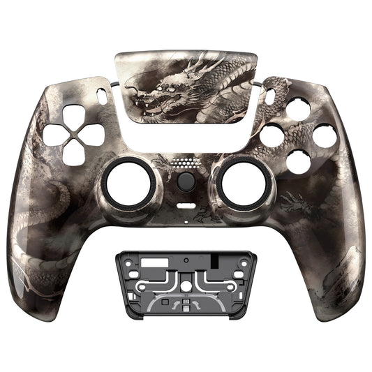 eXtremeRate LUNA Redesigned Replacement Front Shell with Touchpad Compatible with PS5 Controller BDM-010/020/030/040/050/060 - Dragon Scroll
