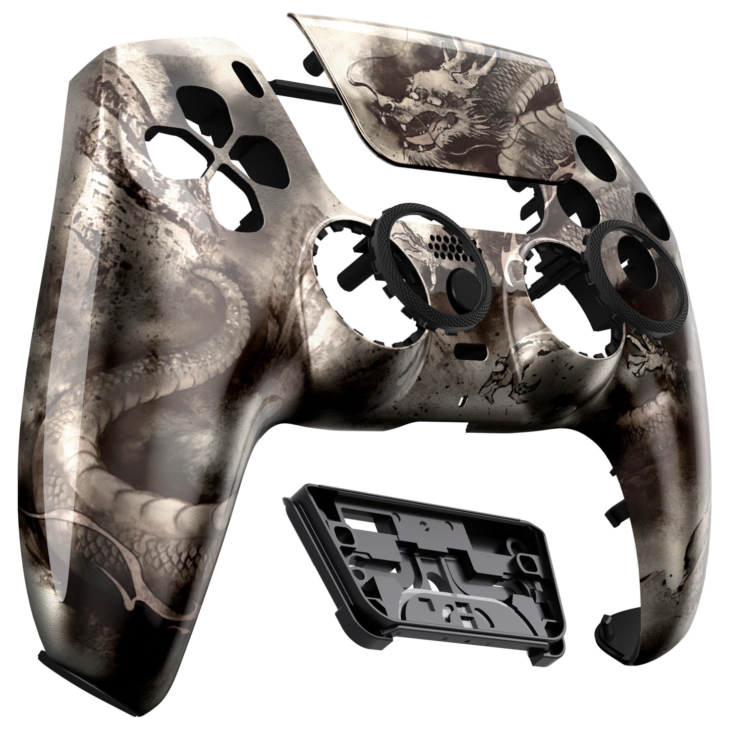 eXtremeRate LUNA Redesigned Replacement Front Shell with Touchpad Compatible with PS5 Controller BDM-010/020/030/040/050/060 - Dragon Scroll