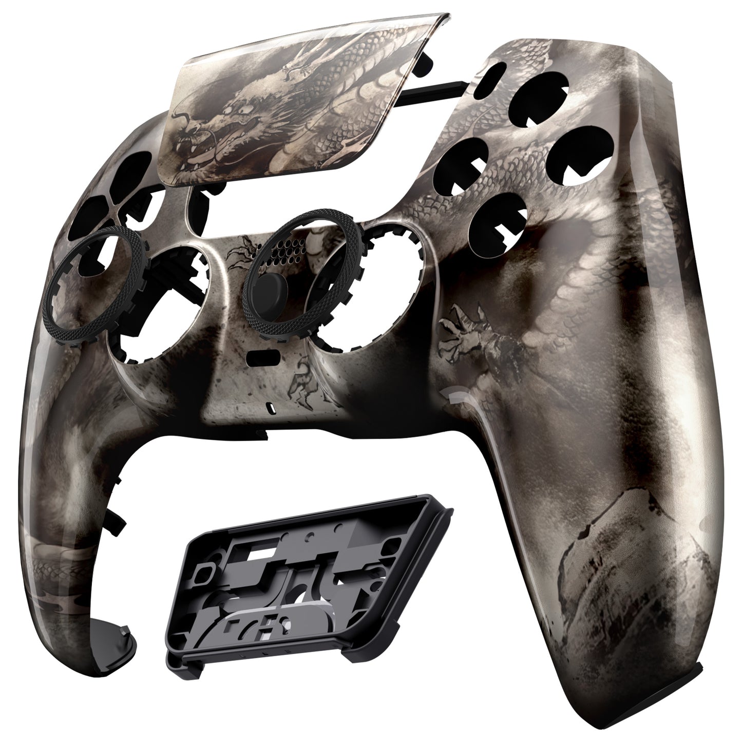 eXtremeRate LUNA Redesigned Replacement Front Shell with Touchpad Compatible with PS5 Controller BDM-010/020/030/040/050/060 - Dragon Scroll