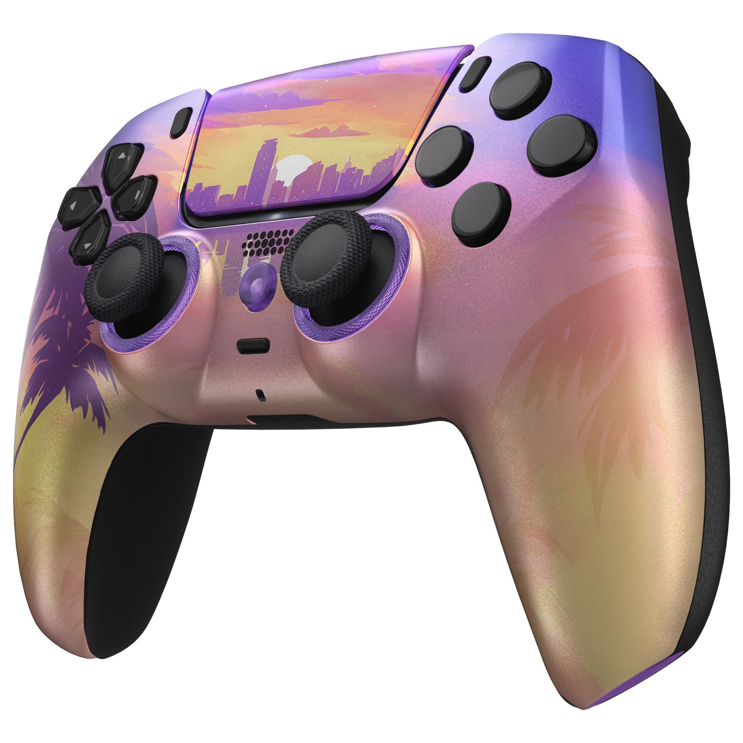 eXtremeRate LUNA Redesigned Replacement Front Shell with Touchpad Compatible with PS5 Controller BDM-010/020/030/040/050 - Neon Miami