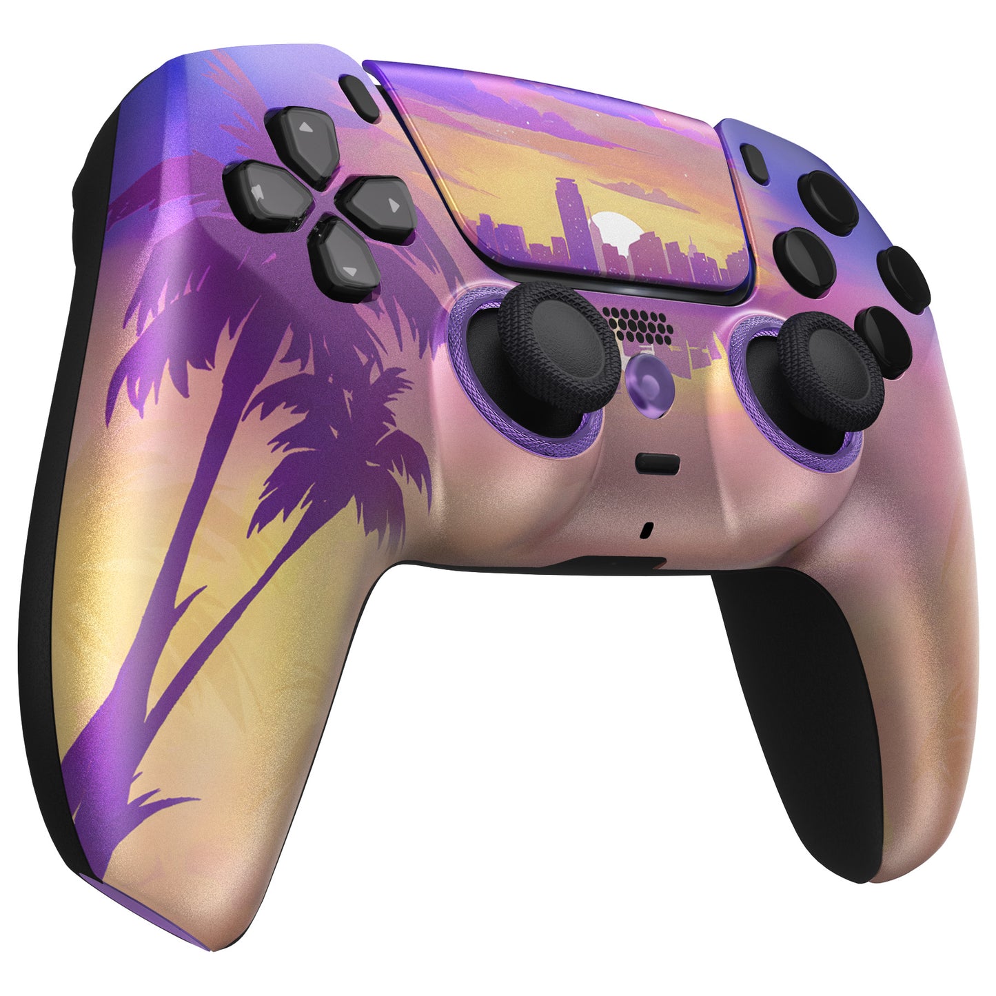 eXtremeRate LUNA Redesigned Replacement Front Shell with Touchpad Compatible with PS5 Controller BDM-010/020/030/040/050 - Neon Miami