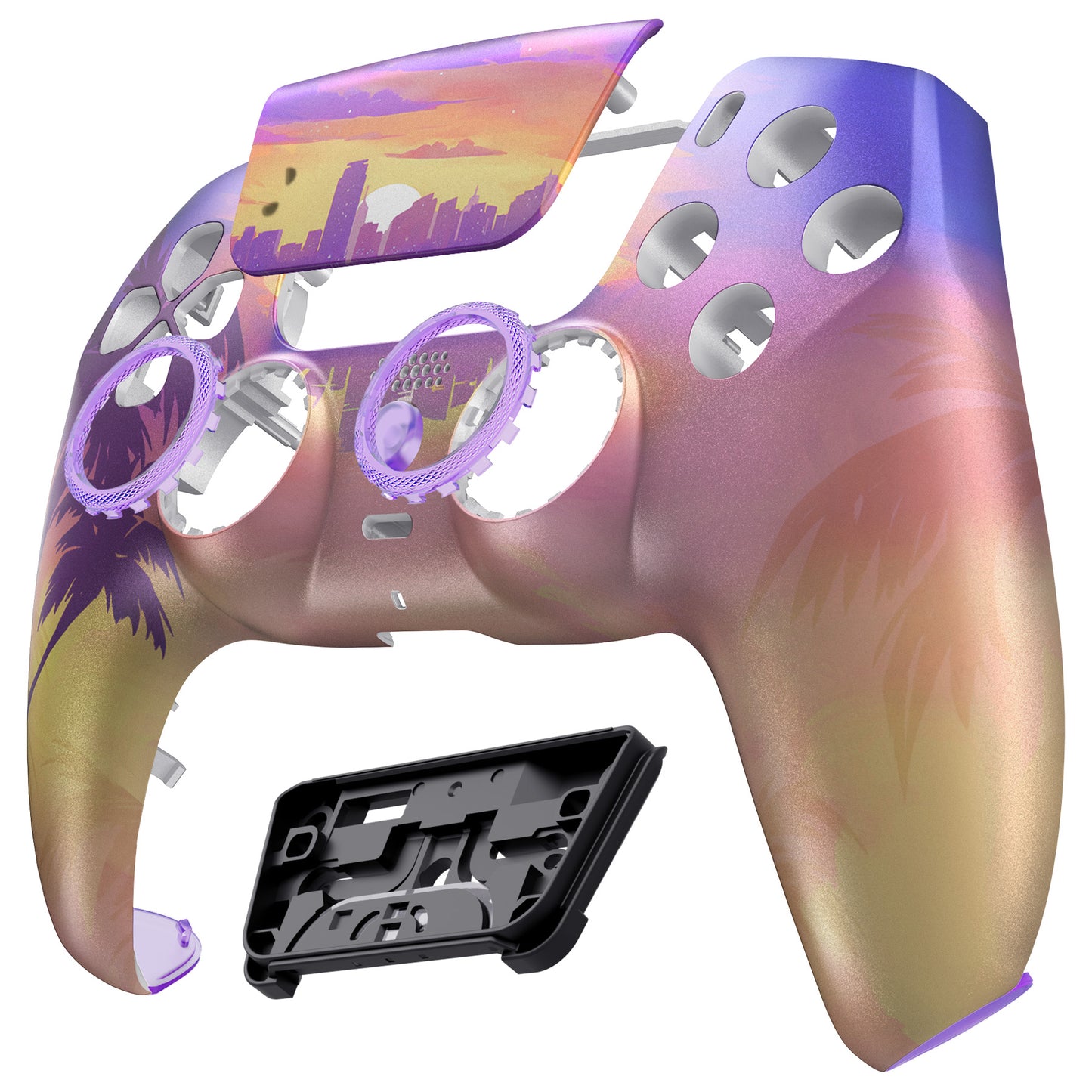 eXtremeRate LUNA Redesigned Replacement Front Shell with Touchpad Compatible with PS5 Controller BDM-010/020/030/040/050 - Neon Miami