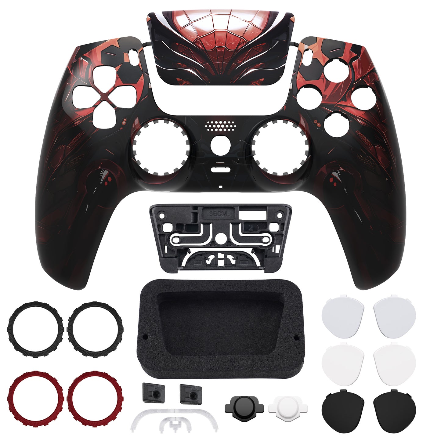 eXtremeRate LUNA Redesigned Replacement Front Shell with Touchpad Compatible with PS5 Controller BDM-010/020/030/040/050/060 - Spider Armor