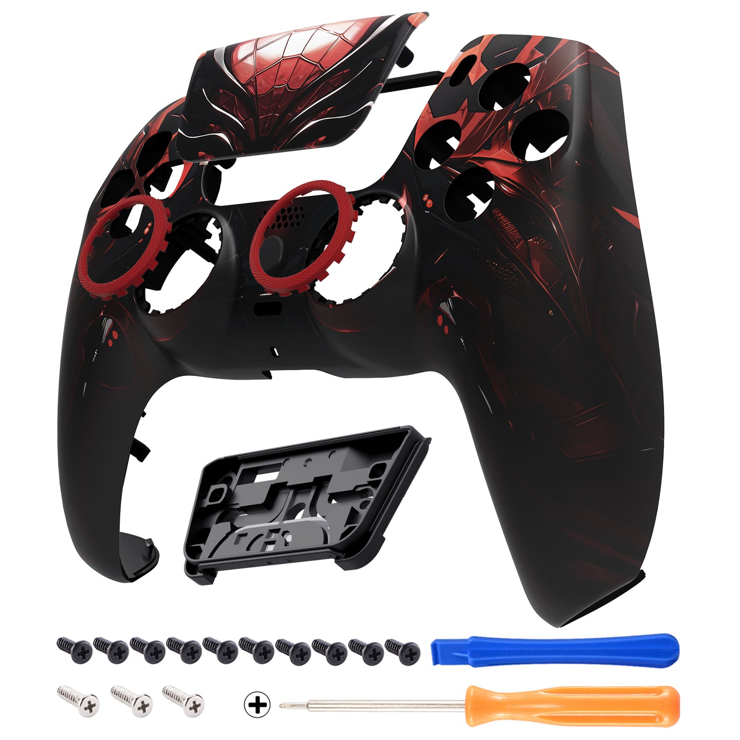 eXtremeRate LUNA Redesigned Replacement Front Shell with Touchpad Compatible with PS5 Controller BDM-010/020/030/040/050/060 - Spider Armor