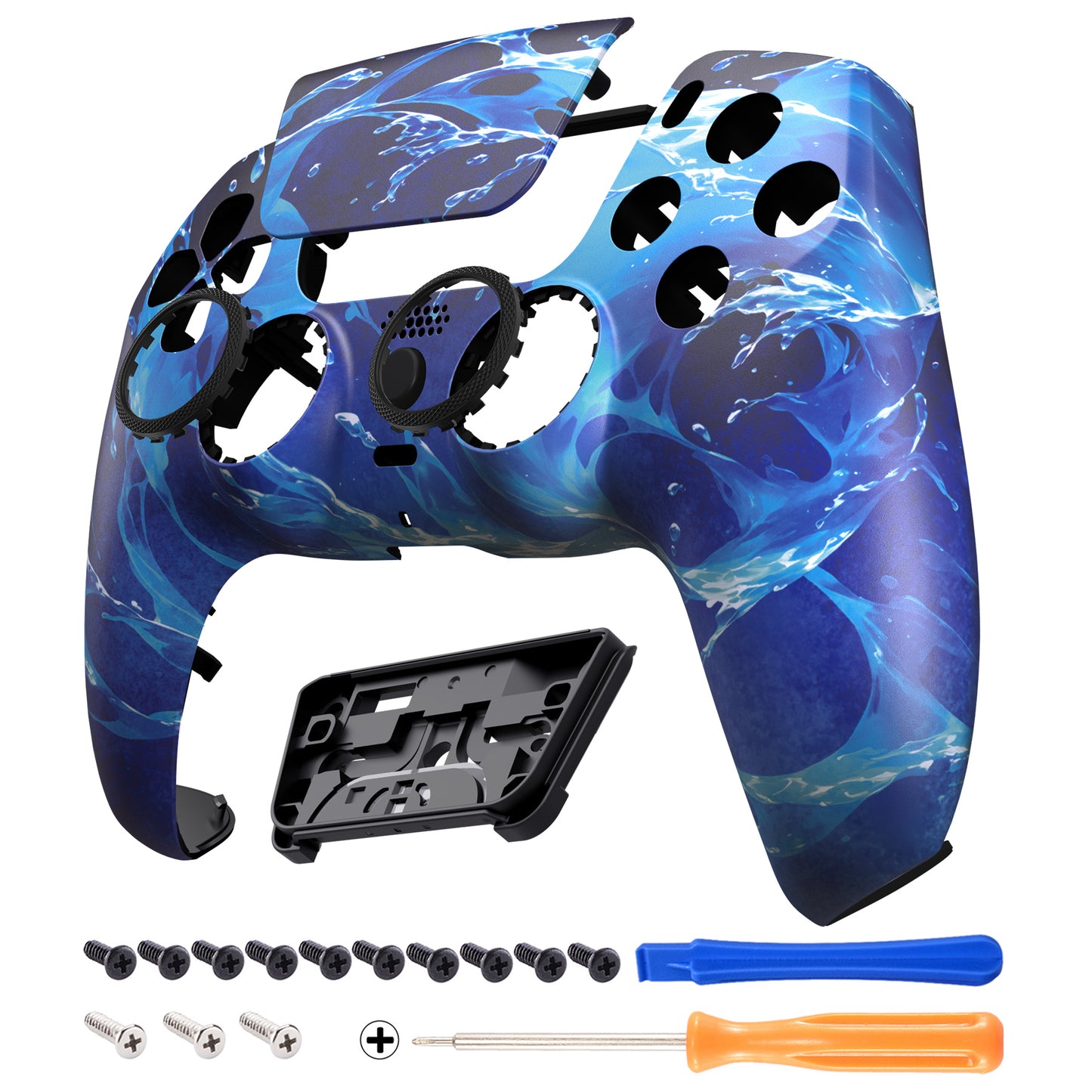 eXtremeRate LUNA Redesigned Replacement Front Shell with Touchpad Compatible with PS5 Controller BDM-010/020/030/040/050/060 - Aqua Magic
