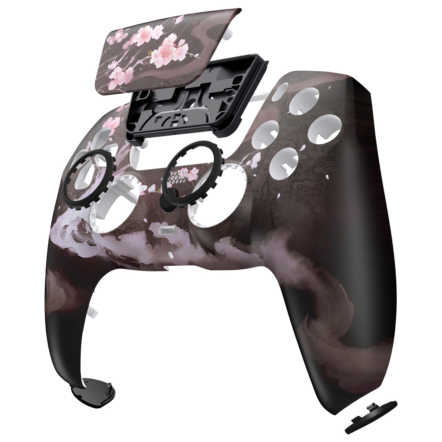 eXtremeRate LUNA Redesigned Replacement Front Shell with Touchpad Compatible with PS5 Controller BDM-010/020/030/040/050 - Blossom In The Darkness