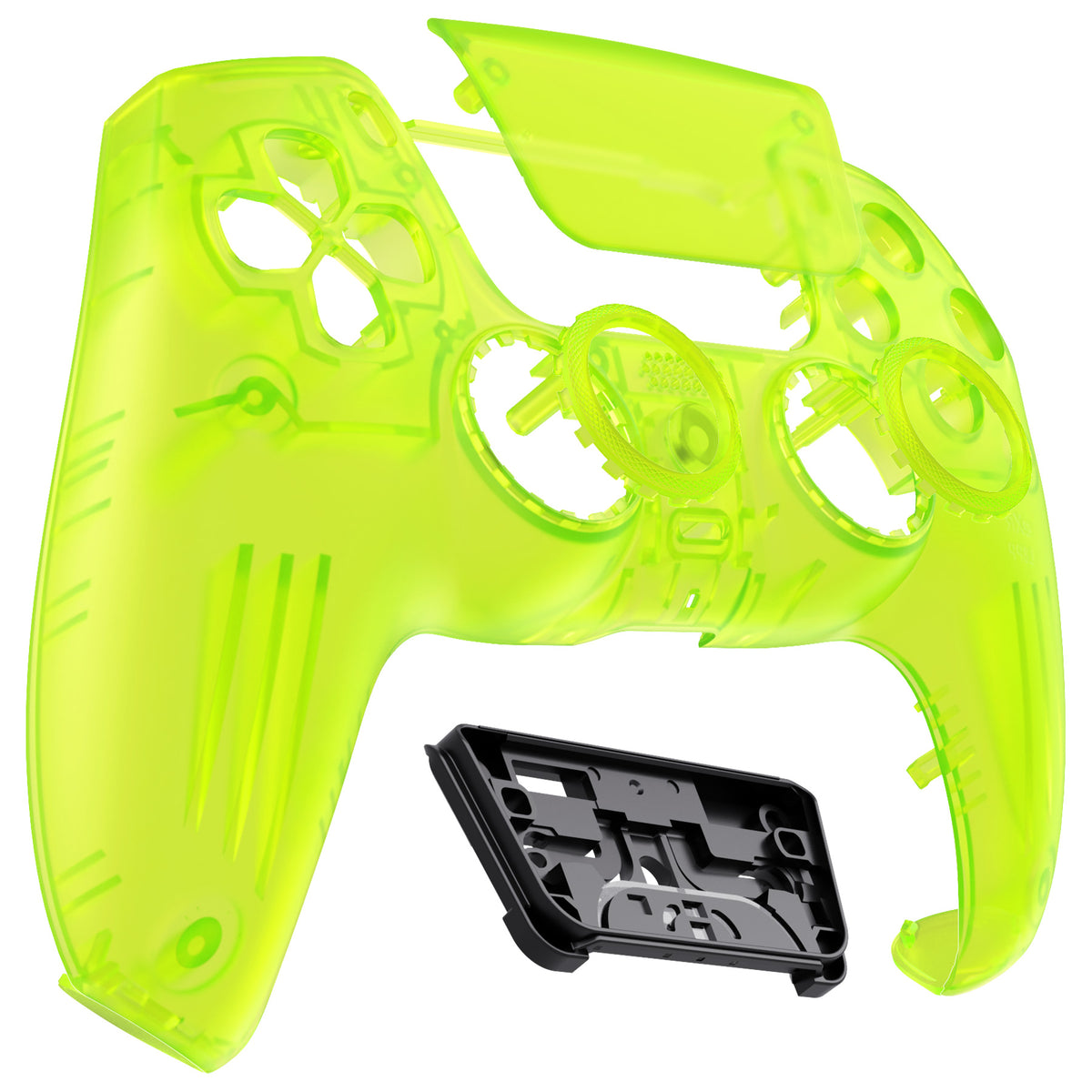 eXtremeRate LUNA Redesigned Replacement Front Shell with Touchpad Compatible with PS5 Controller BDM-010/020/030/040/050/060- Clear Lime Green