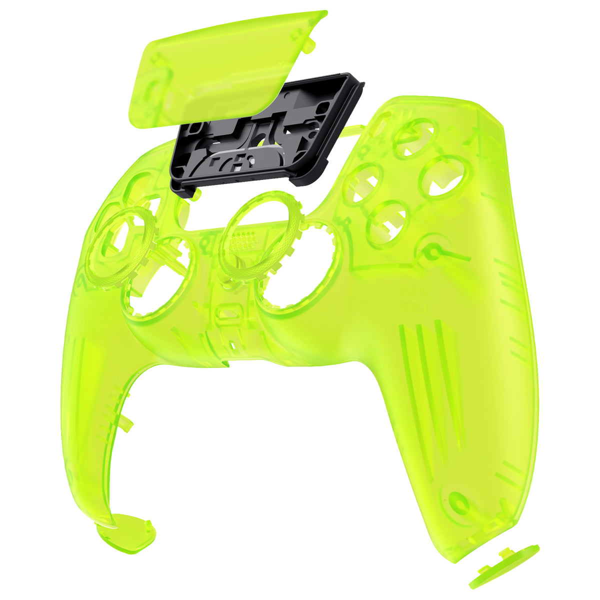 eXtremeRate LUNA Redesigned Replacement Front Shell with Touchpad Compatible with PS5 Controller BDM-010/020/030/040/050/060- Clear Lime Green