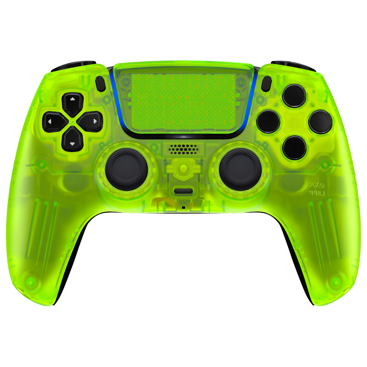 eXtremeRate LUNA Redesigned Replacement Front Shell with Touchpad Compatible with PS5 Controller BDM-010/020/030/040/050/060- Clear Lime Green