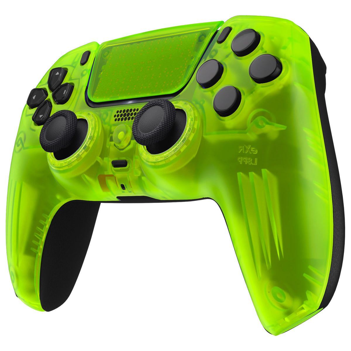 eXtremeRate LUNA Redesigned Replacement Front Shell with Touchpad Compatible with PS5 Controller BDM-010/020/030/040/050/060- Clear Lime Green
