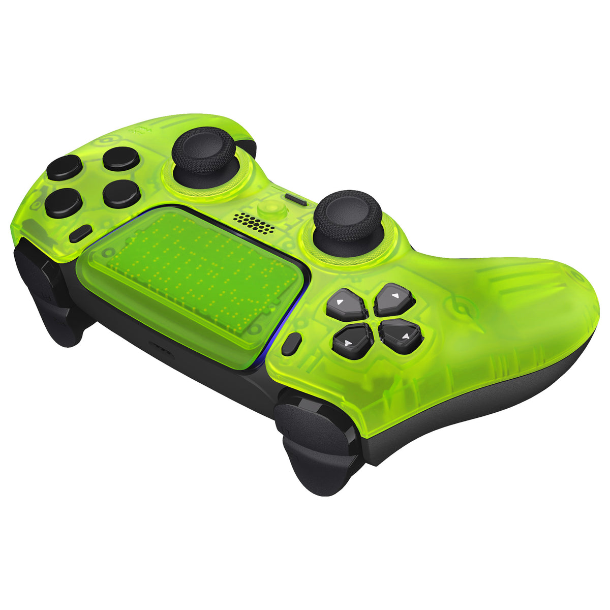 eXtremeRate LUNA Redesigned Replacement Front Shell with Touchpad Compatible with PS5 Controller BDM-010/020/030/040/050/060- Clear Lime Green