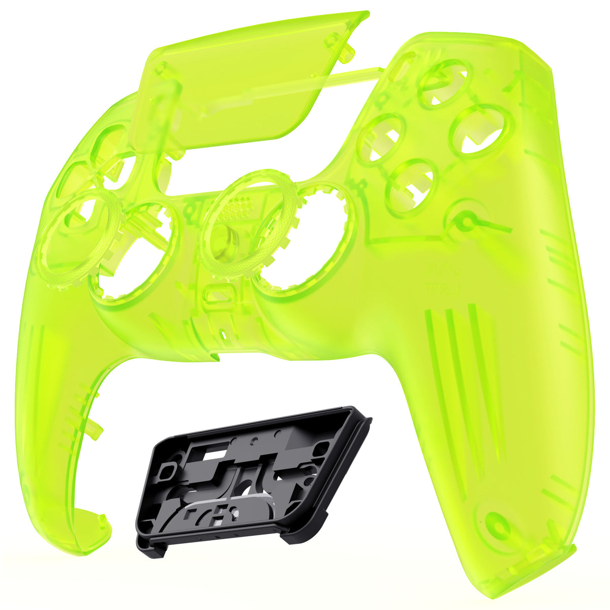 eXtremeRate LUNA Redesigned Replacement Front Shell with Touchpad Compatible with PS5 Controller BDM-010/020/030/040/050/060- Clear Lime Green
