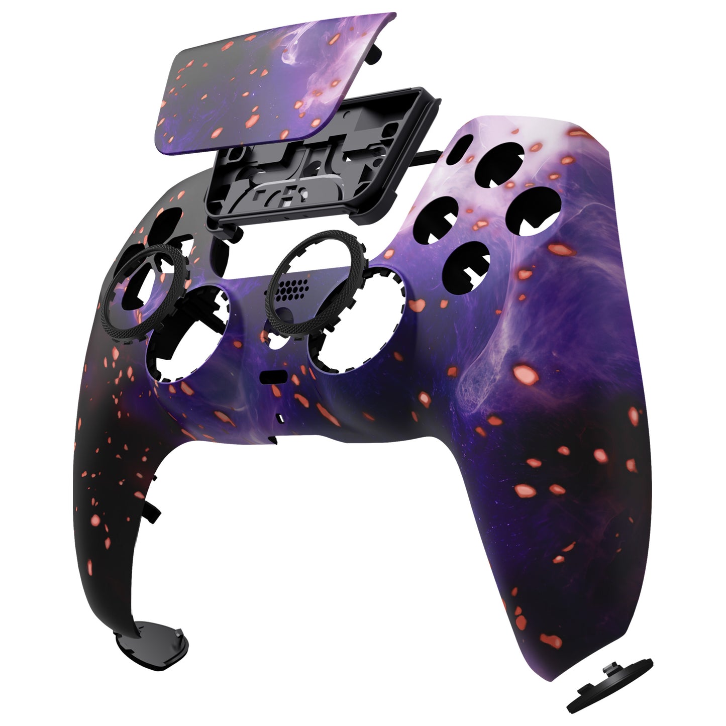 eXtremeRate LUNA Redesigned Replacement Front Shell with Touchpad Compatible with PS5 Controller BDM-010/020/030/040/050 - Glow in Dark - Cosmic Camo