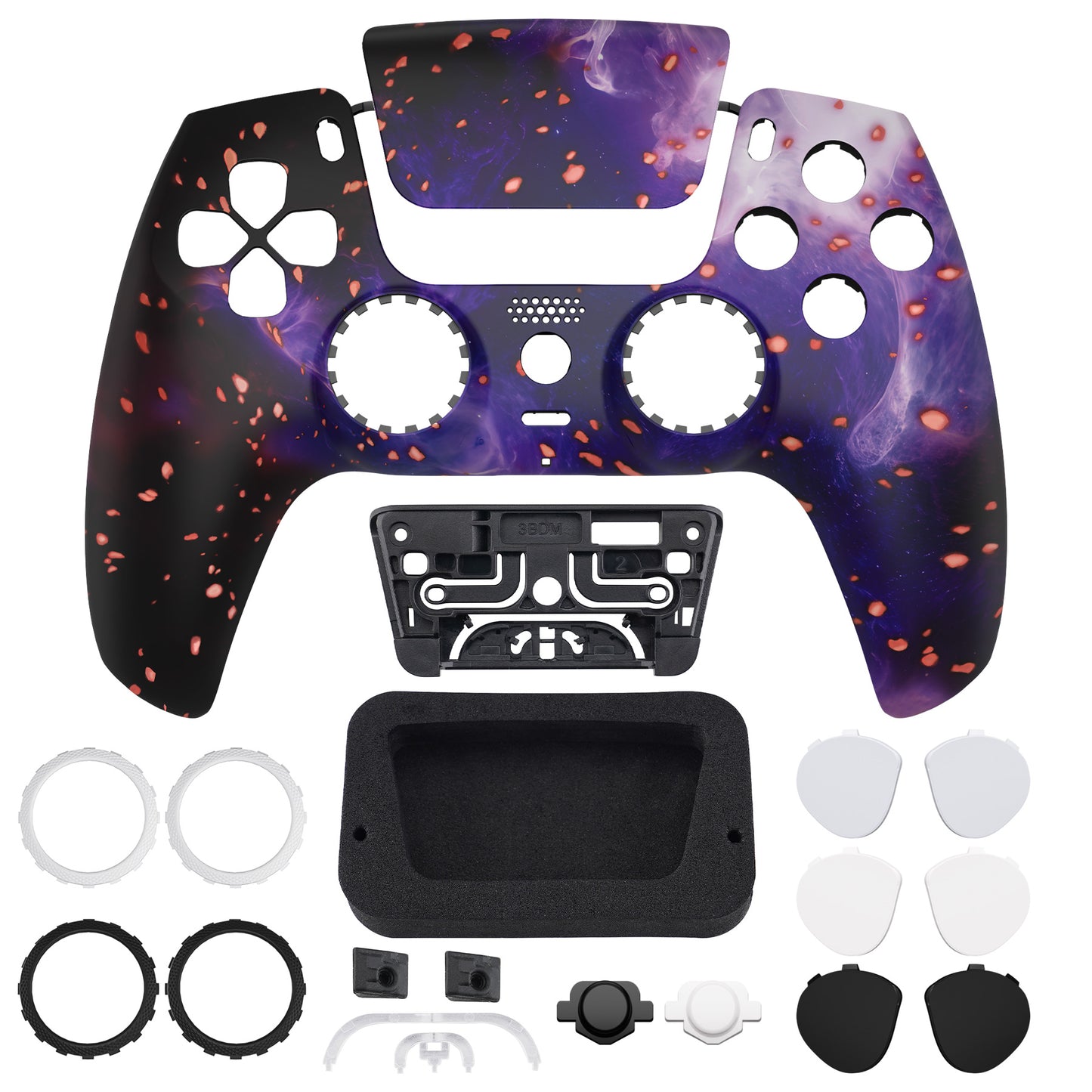 eXtremeRate LUNA Redesigned Replacement Front Shell with Touchpad Compatible with PS5 Controller BDM-010/020/030/040/050 - Glow in Dark - Cosmic Camo